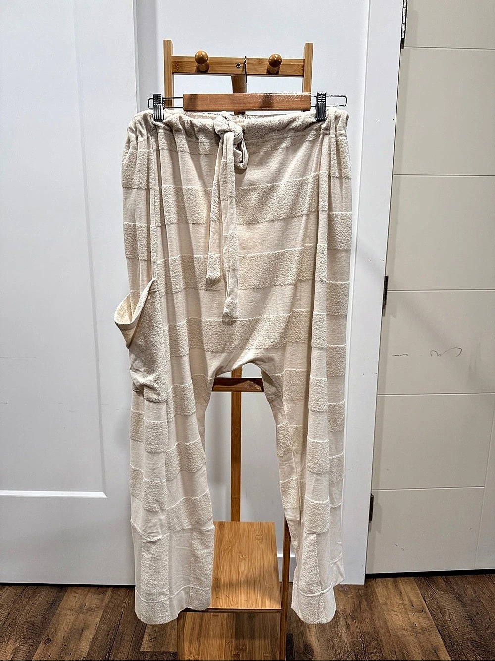 BEACH Striped Wide Leg Pants in Cream Medium Like New